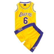 ชุดกีฬาบาสเก็ตบอล Los Angeles Lakers สำหรับครอบครัว ชุดฝึกซ้อมสำหรับเด็กชายและเด็กหญิง ชุดบาสเก็ตบอล