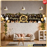 Happy 40th Birthday Banner For Men Women Sign Black Gold Glitter 40 Years Old Birthday Party Decorat