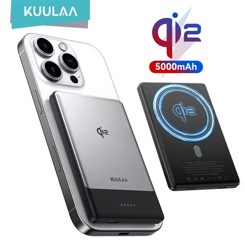 KUULAA Qi2 Magnetic Power Bank 5000mah 15W Wireless Charging 22.5W Wired Charge for iPhone 17 16 15 