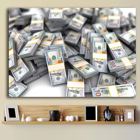 Modern 100 Dollar Money Canvas Painting Nordic Bill Poster and Prints Wall Art Pictures for Living R
