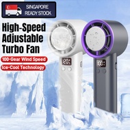 [SG] Mini Handheld Fan Ice-Cool Fan Adjustable 100 Gears High Speed Turbo Fan Portable Adjustable Tu
