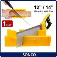 300mm 12'' / 14" Mitre Box With Back Saw Gergaji Wainscoting Miter Box Storage Plastic Back Saw Kayu 300MM Miter Tool