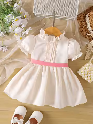 0-3yrs old Newborn Baby Girls Ruffle Collar Dresses Birthday Gift