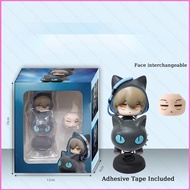 HK2 Arknights Phantom Chibi Bobblehead Action Figure Face-swappable Doll Desktop Car Ornament HK2
