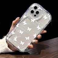 Full screen butterfly For iPhone 15 Plus Pro Max 14 13 12 11 / Xs Max Xr 7 8 Plus 6 6S Plus wave cream Soft shell anti-fall phone