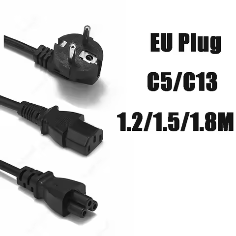 EU Plug Power Cable IEC C5 C13 Power Adapter Extension Cord For Asus Dell HP Notebook TV Monitor PC 