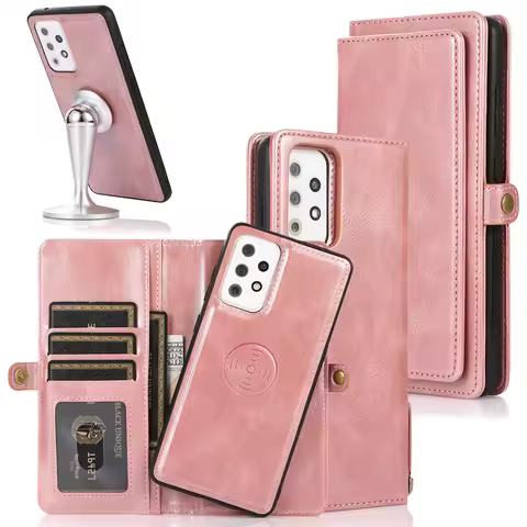 Car Magnet Removable Leather Wallet Flip Case For Samsung Galaxy A32 A52 A73 A13 A33 A53 A73 A71 5G 