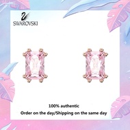 ♈Swarovski♈ M5639136 Cushion Cut earrings in rose gold decorated with pink crystals. (แจกกล่องของขวั