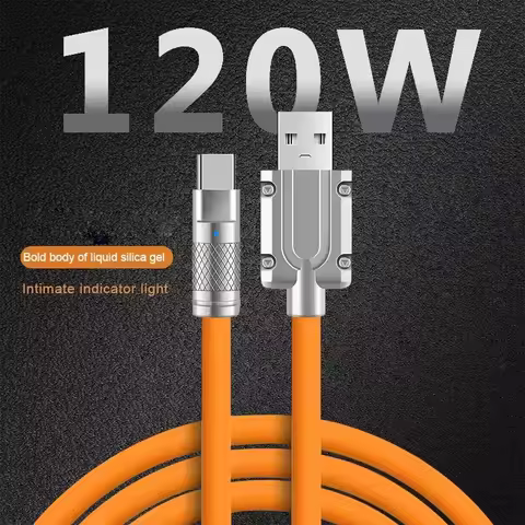 New 120W Super Fast Charge Type-C Liquid Silicone Cable Quick Charge USB C Lines For Xiaomi Huawei S