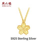 Zhou Liu Fu สร้อยคอเงินสเตอร์ลิง S925สร้อยคอพร้อมจี้ดอกไม้ประกายคลาสสิกสำหรับของขวัญวันครบรอบเด็กผู้