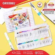 GREEBEL Spidol Acrylic Marker Single Head (48 Warna) / Sketsa Marker Set Spidol Warna Warni