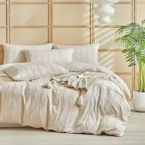 Diamond Tufted Duvet Cover Set with Pillowcases Soft Microfiber Queen King Size Bedding Set Skin Fri