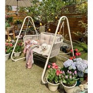 Purple-leaved outdoor swing, rural courtyard swing, courtyard double basket swing, outdoor garden sw