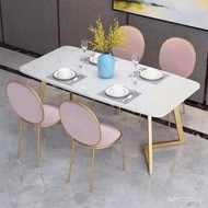 Nordic Marble Dining Table Rectangular Dining Table Household Small Apartment Dining Tables and Chairs Set Modern Minimalist46People
