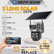 South Ocean 8MP CCTV Solar Outdoor Wireless Three Screen 4G Sim Card IP66 Waterproof Built-In Batter