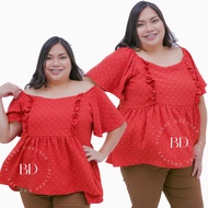 PLUS SIZE Swiss Dot Flutter Sleeves Peplum Blouse Fits 2XL - 3XL - 4XL blouse women plus size