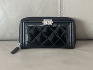 Chanel Boy Wallet Black Patent Leather