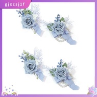 4 PCS  Blue Corsage and Boutonniere Set Wrist Flower Accessories