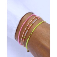 XUYU 4PCS Women's Fashion Sweet and Cute Candy colored Bead Bracelet Set Holiday Music Festival Jewe