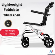 KALIBU Foldable Wheelchair Lightweight Aluminium Kerusi Roda Ringan & Boleh Lipat Elderly Traveling 