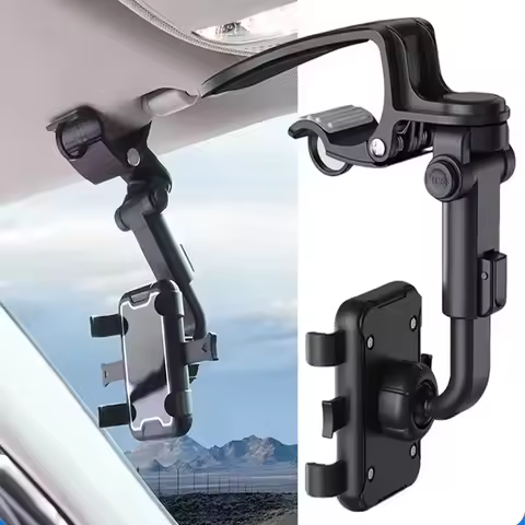 Universal Clip Car Phone Holder 360 Degree Rotatable Retractable Phone Mount Stand For Dash Cam GPS 