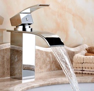 Full Copper Basin Bathroom Faucet Waterfall Bathroom Faucet Vanity Vessel Sinks Mixer Tap Cold And H