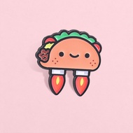 Cute Taco with Rocket Thrusters Brooch Pins Funny Food Brooch Metal Badges Backpack Accessories Gift
