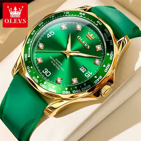 OLEVS Original Men's Quartz Watch Luxury Fashion Green Water Ghost Waterproof Men's Watch Top Class 