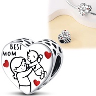 Silver Colour Love Parenting Beads Fit Pandora Charms Silver Colour Original Bracelet for Jewelry Making