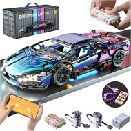 Sport Car Building Block Sets for Adults, Remote Control APP Race Car with LED Lights,Collectible 1: