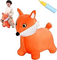 INPANY Fox Bouncy Hopper Toys for 2 Year Old Girl, Toddlers Plush Inflatable Animal Hopping Horse, B