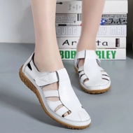 Split Leather Gladiator Sandals - Summer Casual Flats for Women