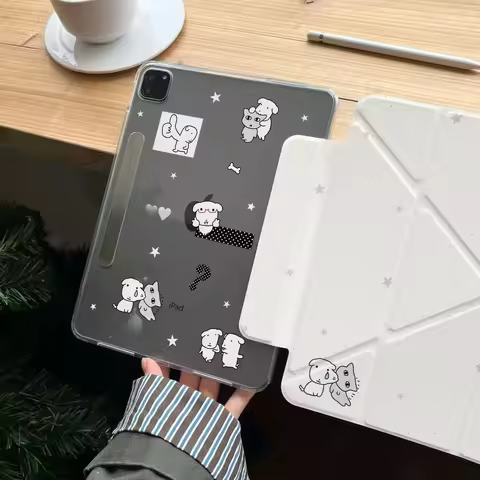 Korean Ins Polka Dots Cartoon Angel Big Head Dog Cute For iPad Case iPad 10 9 8 7 2025 Air 5 4 3 2 P