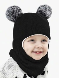 1 件嬰兒冬季保暖帽圍巾套裝,男女通用嬰幼兒帽子圍巾