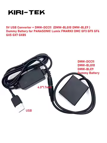 5V USB Convertor + DMW DCC11 DC Coupler DMW-BLG10 BLE9 Dummy Battery for PANASONIC Lumix ZS99 DMC GF
