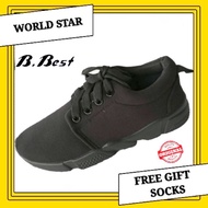 Kasut sekolah B.best Sport Canvas Black Shoes/School Shoes/Kasut Hitam Sekolah