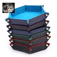 manysincerity Foldable Dice Tray Box PU Leather Folding Hexagon Coin Square Tray Dice Game Nice
