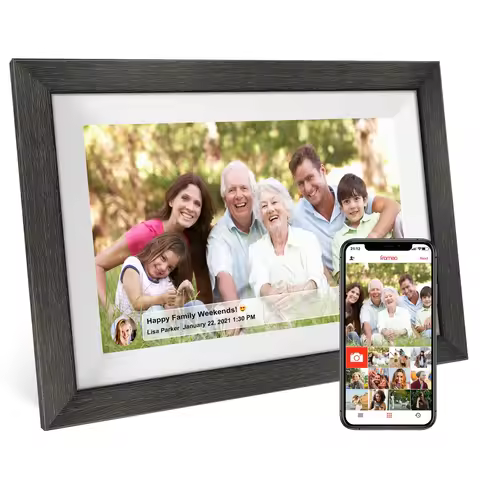 Frameo Digital Photo Frame，10.1 Inch WiFi Smart Digital Picture Frame with HD IPS Touch Screen Auto-