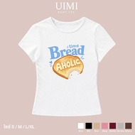 UIMI Women's T-Shirt Baby Tee Slim Fit Bread Aholic Retro Pop Style