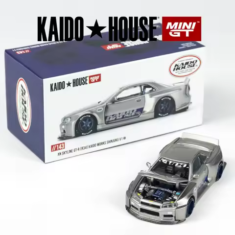 Kaido House Skyline GTR R34 Kaido Works SHINJUKU V1 Silver-grey alloy car model 143