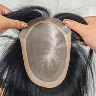 3# Net 100% Human Hair No knots Natural Looking Straight Wig Remy Human Natural Hair Men Toupee Invi