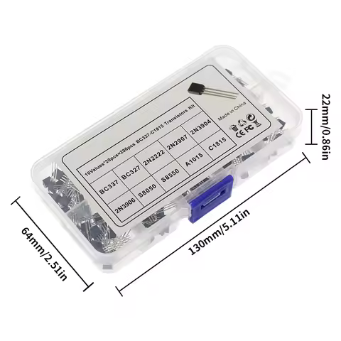 Transistor Kit Assortment Box 10 Values TO-92 2N2222 2N2907 2N3904 2N3906 S8050 S8550 A1015 C1815