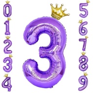 2 Chiếc Vương Miện Vàng Bóng Bay 40 Inch Màu Tím Chữ Số 0-9 Số Bóng Bay Cho Bé 1-9 Tuổi Tiệc Sinh Nh