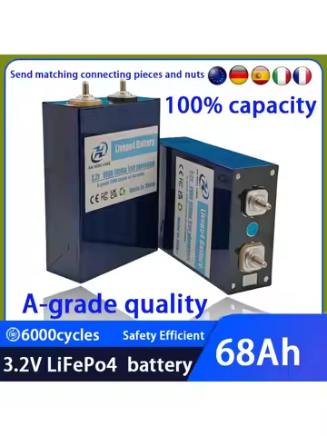 NEW 3.2V 68AH LiFePO4 Battery Rechargeable Cells for Solar Energy DIY Lithium Battery Pack Home Powe