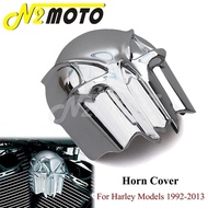 N2 Chrome Motorcycle Skull Cowbell Horn Case For Harley Touring Sportster Street Glide 1992-13 Acces