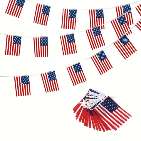 24pcs/set US American String Flag Banner for Patriotic Events 4th of July Independence Day Supplies 