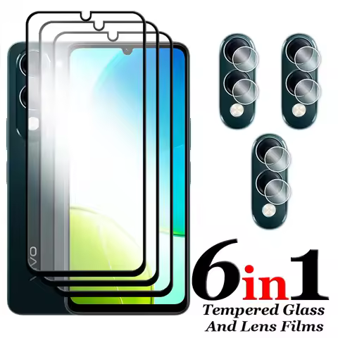 6in1 For Vivo Y04 Glass For Vivo Y04 4G Tempered Glass 2.5D Full Cover Glue Screen Protector For Viv