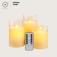 [ Valentine ] Homlly Glass LED Remote Battery Operated Flickering Candles