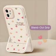 เคสโทรศัพท์นิ่มลายหัวใจพร้อมขาตั้ง 1ชิ้น เข้ากันได้กับ Apple 16/16 Plus/16 Pro/16 Pro Max/15/15 Plus