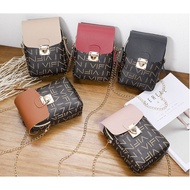 < Ladies Leather Bag} Classic Contrast Color Printed Shoulder Bag Japanese Korean Letter Chain Small